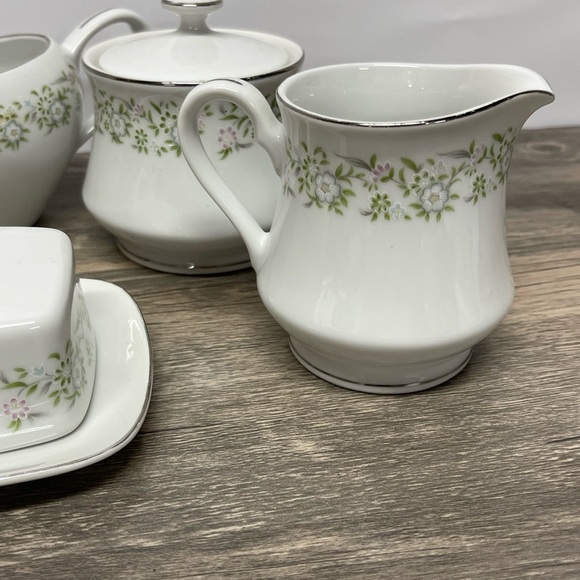 Sterling China Springtime Floral Butter Sugar Creamer Gravy Set Japan - Picture 3 of 16